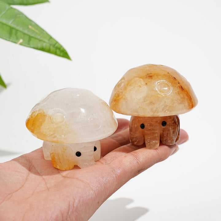 Natural Crystal Mushroom Elephant Carving