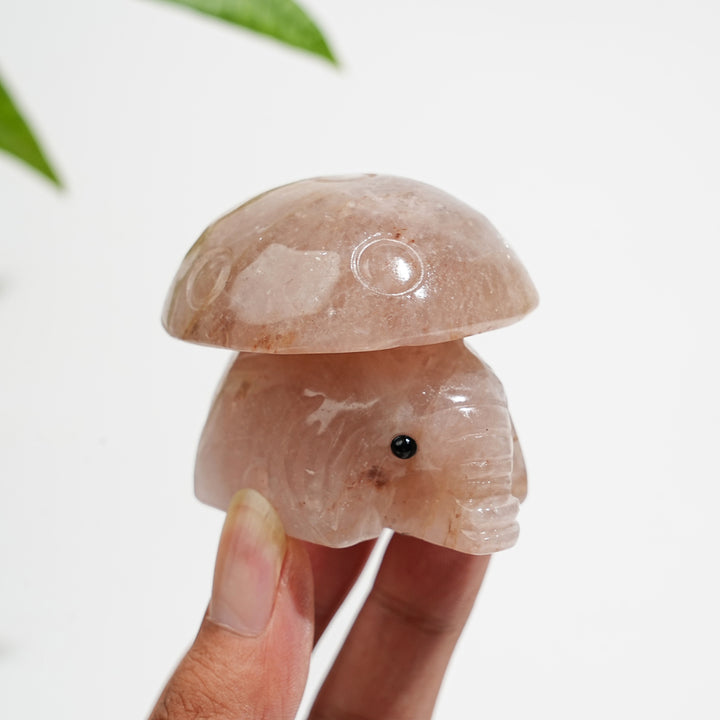 Natural Crystal Mushroom Elephant Carving