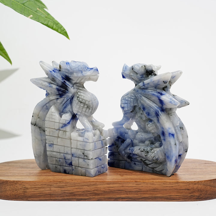 Unique,Natural Crystal Blue And White Porcelain Sodalite Flying Dragon