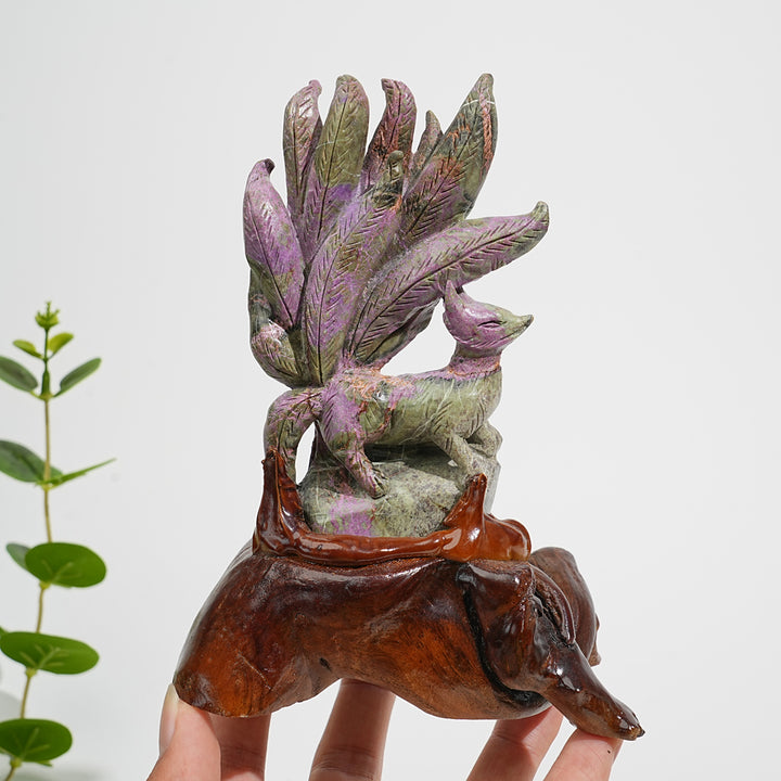 Unique,A Slightly Imperfect Natural Crystal Atlantisite Nine Tailed Fox