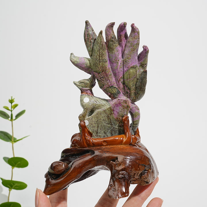 Unique,A Slightly Imperfect Natural Crystal Atlantisite Nine Tailed Fox