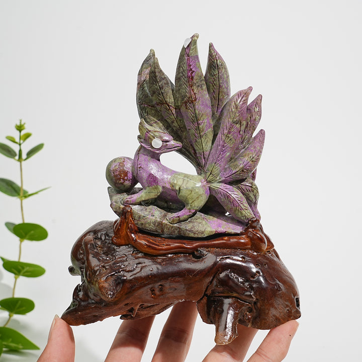 Unique,A Slightly Imperfect Natural Crystal Atlantisite Nine Tailed Fox