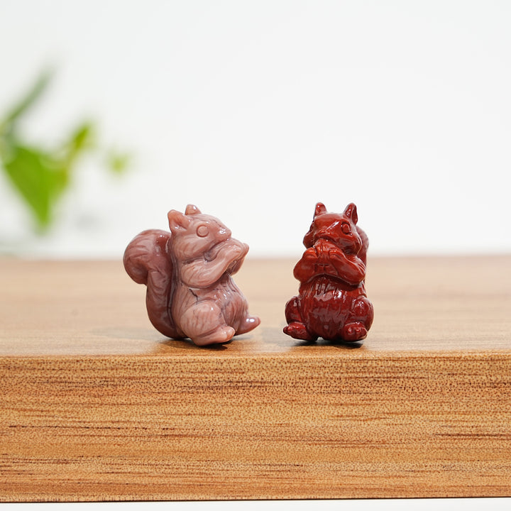 Natural Crystal Squirrel With Ghost Mini Carving