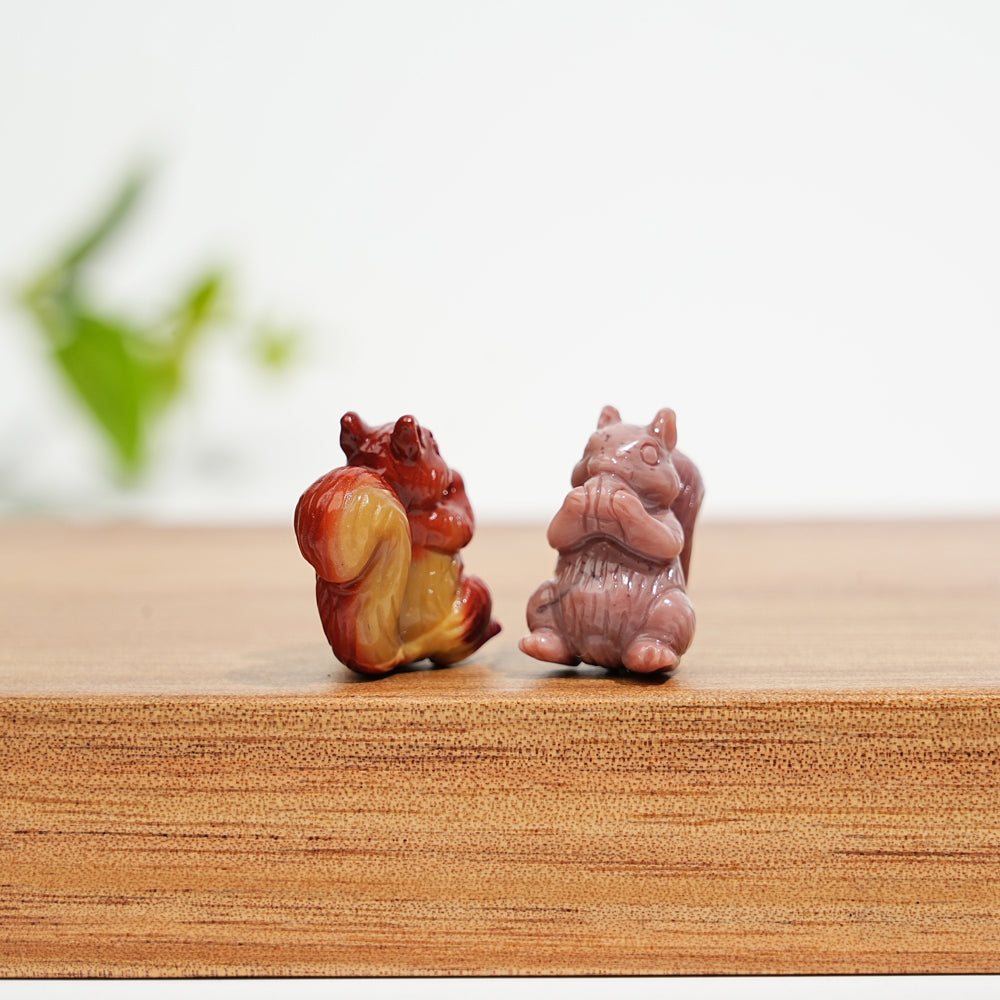 Natural Crystal Squirrel With Ghost Mini Carving