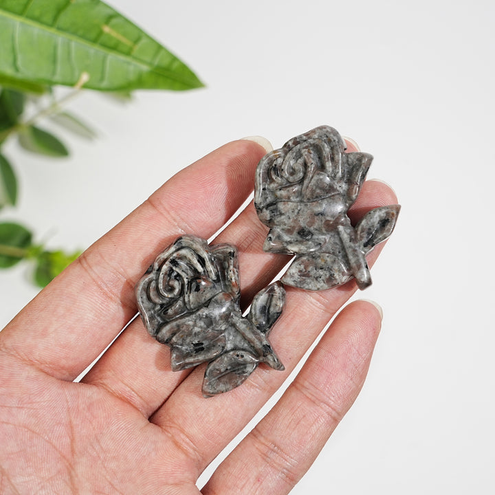 Natural Crystal Yooperlite Rose Carving