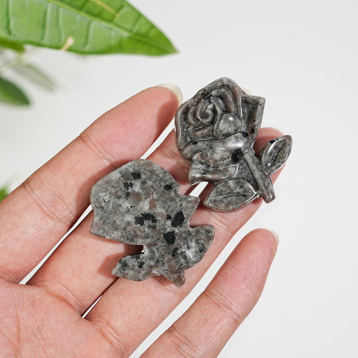 Natural Crystal Yooperlite Rose Carving