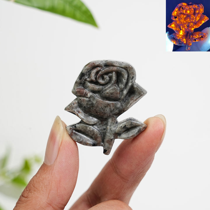 Natural Crystal Yooperlite Rose Carving