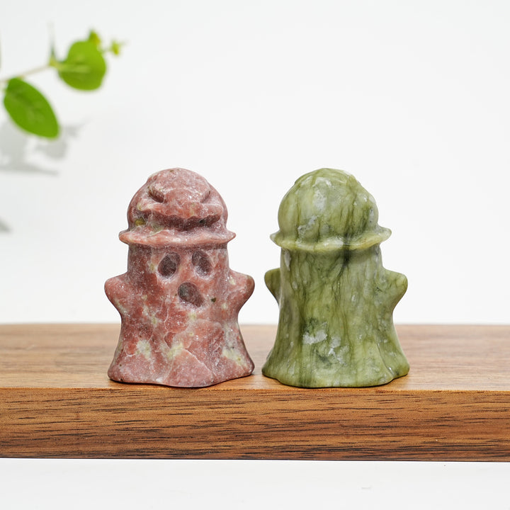 Natural Crystal Cute Pumpkin Ghost Carving