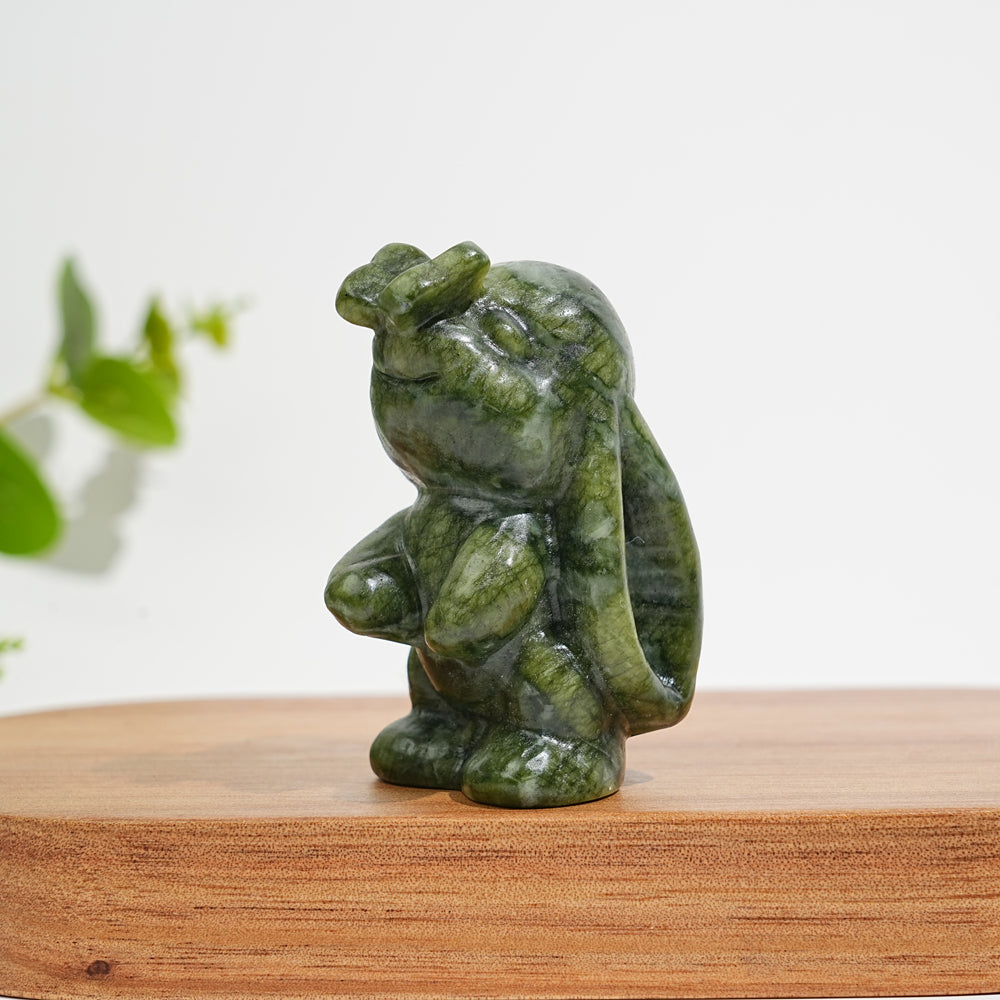 Natural Crystal Bunny Playing With Butterfly Carving