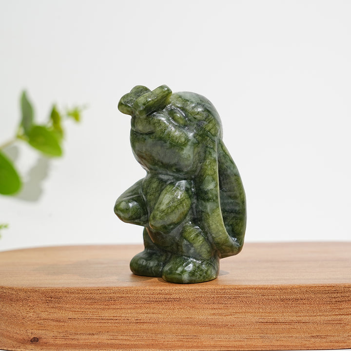 Natural Crystal Bunny Playing With Butterfly Carving