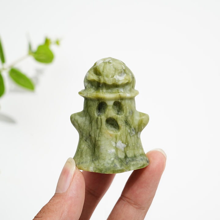 Natural Crystal Cute Pumpkin Ghost Carving