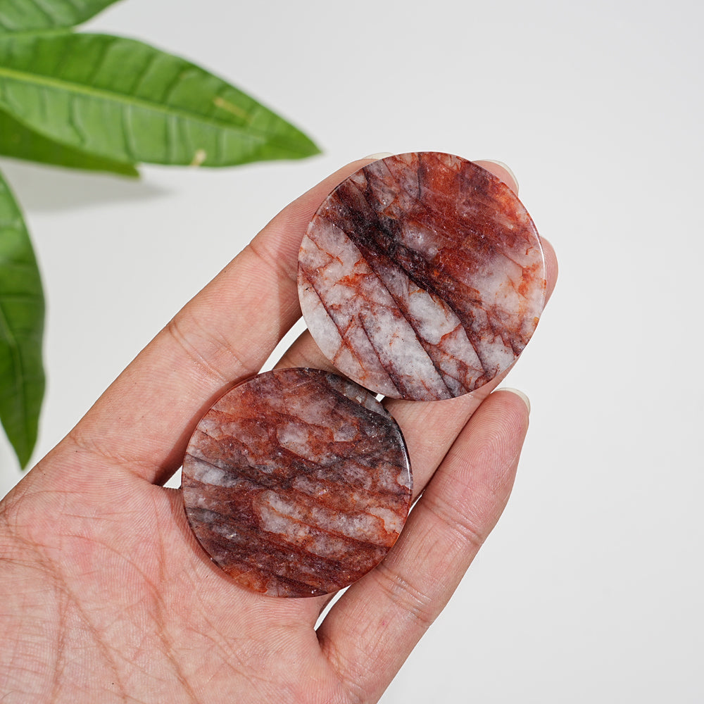 Natural Fire Quartz Crystal Round Disc