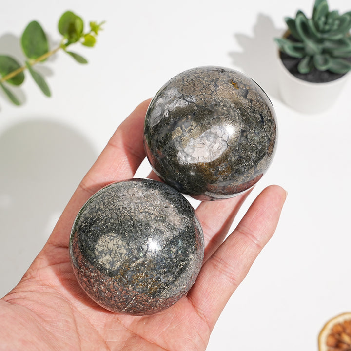 Natural Crystal Agate With Pyrite Sphere