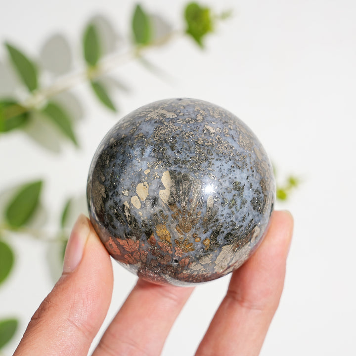 Natural Crystal Agate With Pyrite Sphere