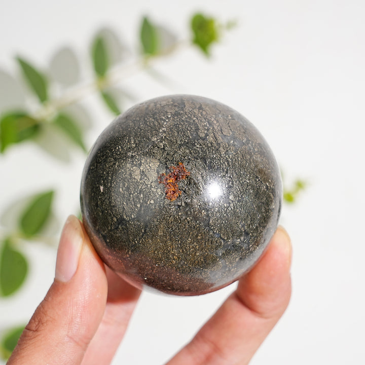 Natural Crystal Agate With Pyrite Sphere