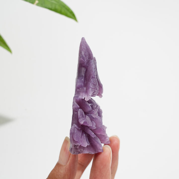 Unique,A Slightly Imperfect Natural Lepidolite Bird And Peony Carving