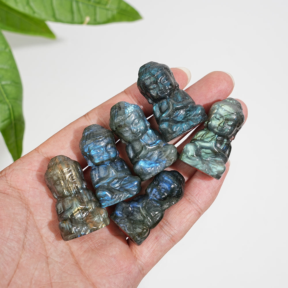Natural Crystal Labradorite Baby Buddha Carving