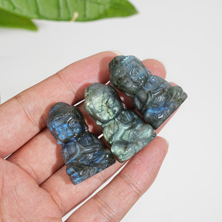 Natural Crystal Labradorite Baby Buddha Carving