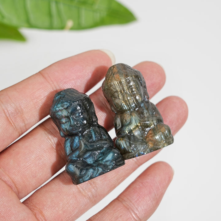 Natural Crystal Labradorite Baby Buddha Carving