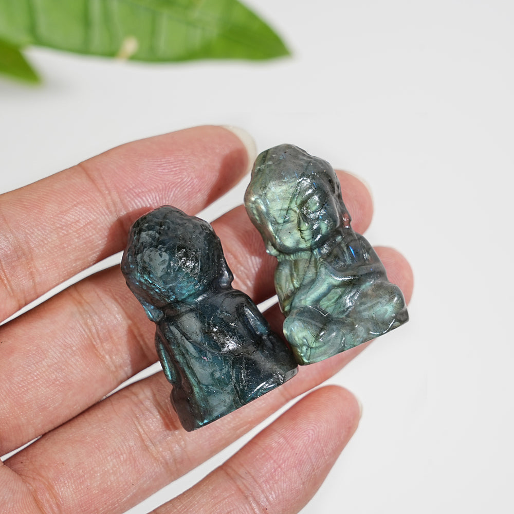Natural Crystal Labradorite Baby Buddha Carving