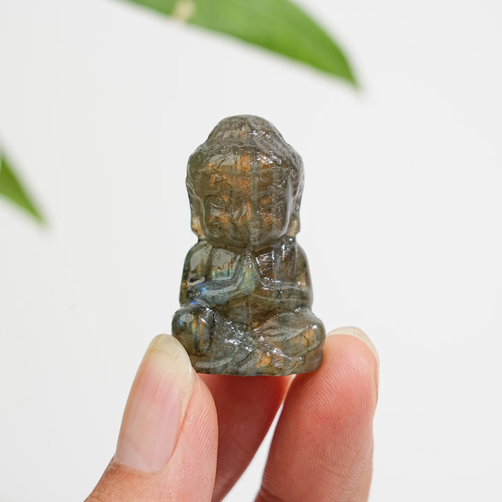 Natural Crystal Labradorite Baby Buddha Carving