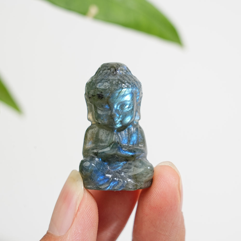 Natural Crystal Labradorite Baby Buddha Carving