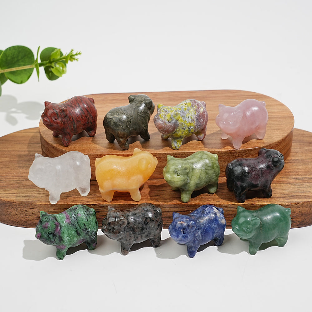 Natural Crystal Cute Pig Carving