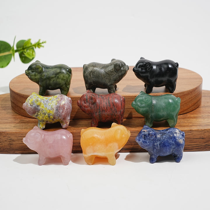 Natural Crystal Cute Pig Carving