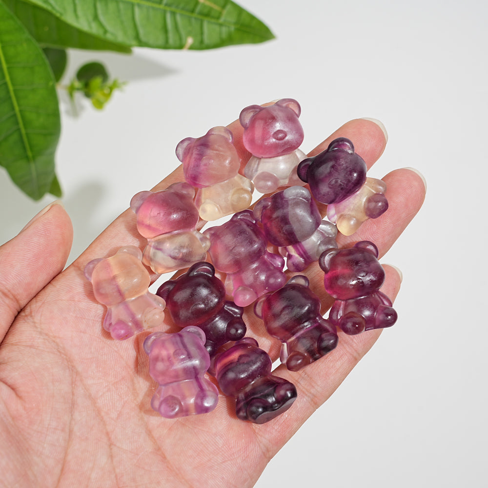 Natural Crystal Fluorite Candy Bear Carving