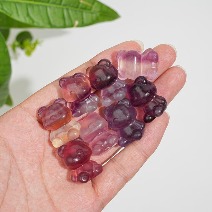 Natural Crystal Fluorite Candy Bear Carving