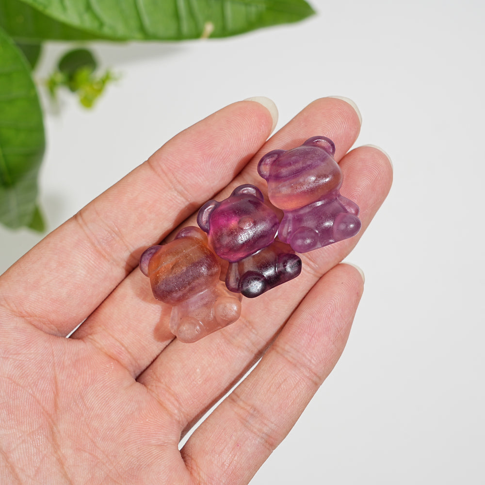 Natural Crystal Fluorite Candy Bear Carving