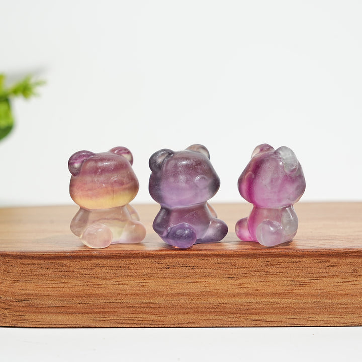 Natural Crystal Fluorite Candy Bear Carving