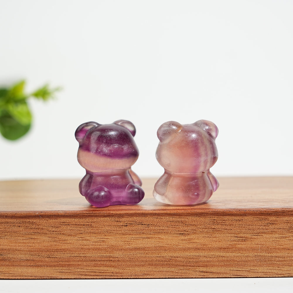 Natural Crystal Fluorite Candy Bear Carving