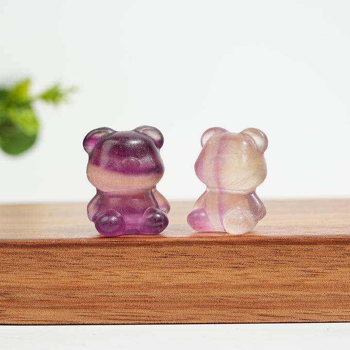Natural Crystal Fluorite Candy Bear Carving