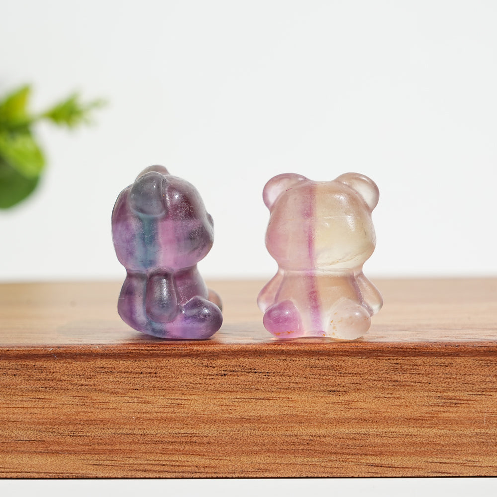Natural Crystal Fluorite Candy Bear Carving