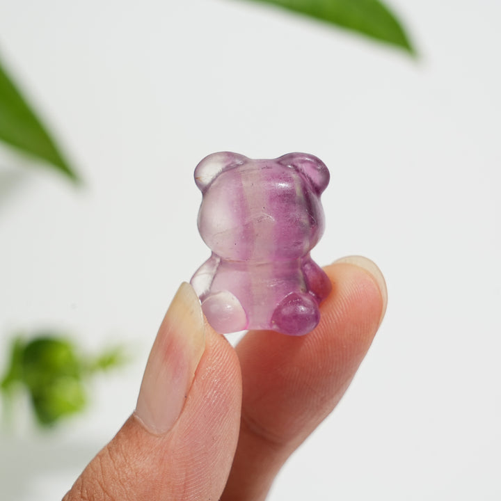 Natural Crystal Fluorite Candy Bear Carving