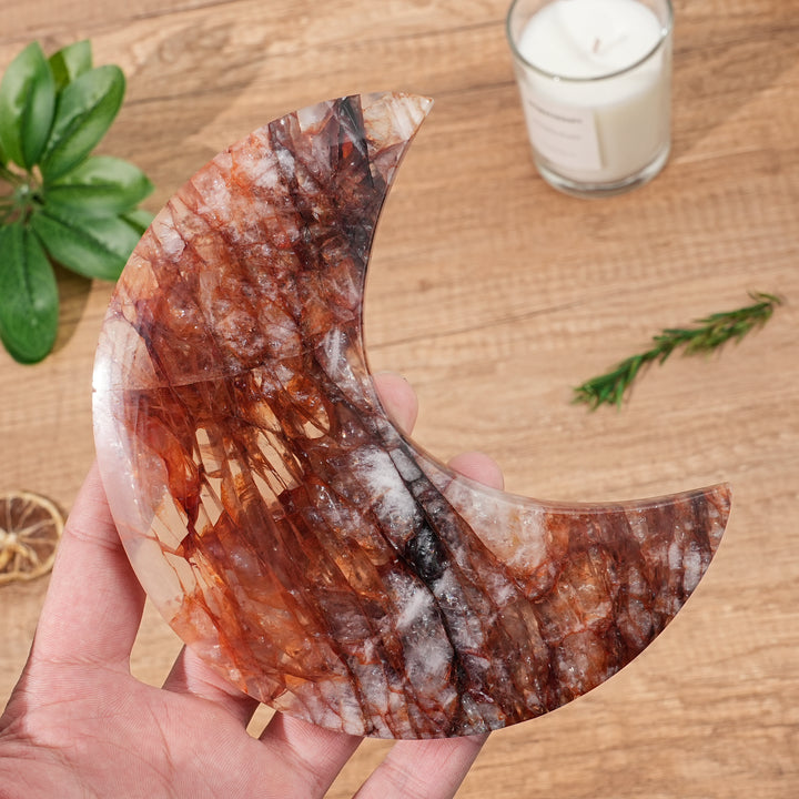 Unique, Natural Fire Quartz Moon