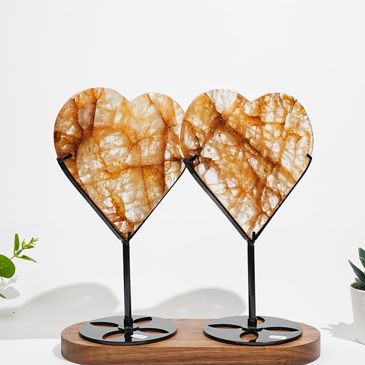 Unique,Natural Crystal Warm Golden Healer Heart