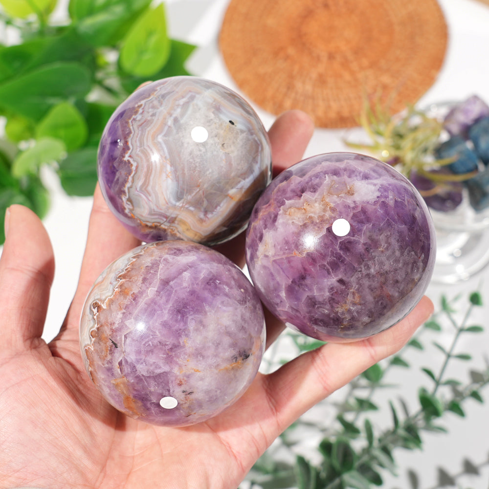 Imperfect,Natural Crystal Amethyst Agate Sphere