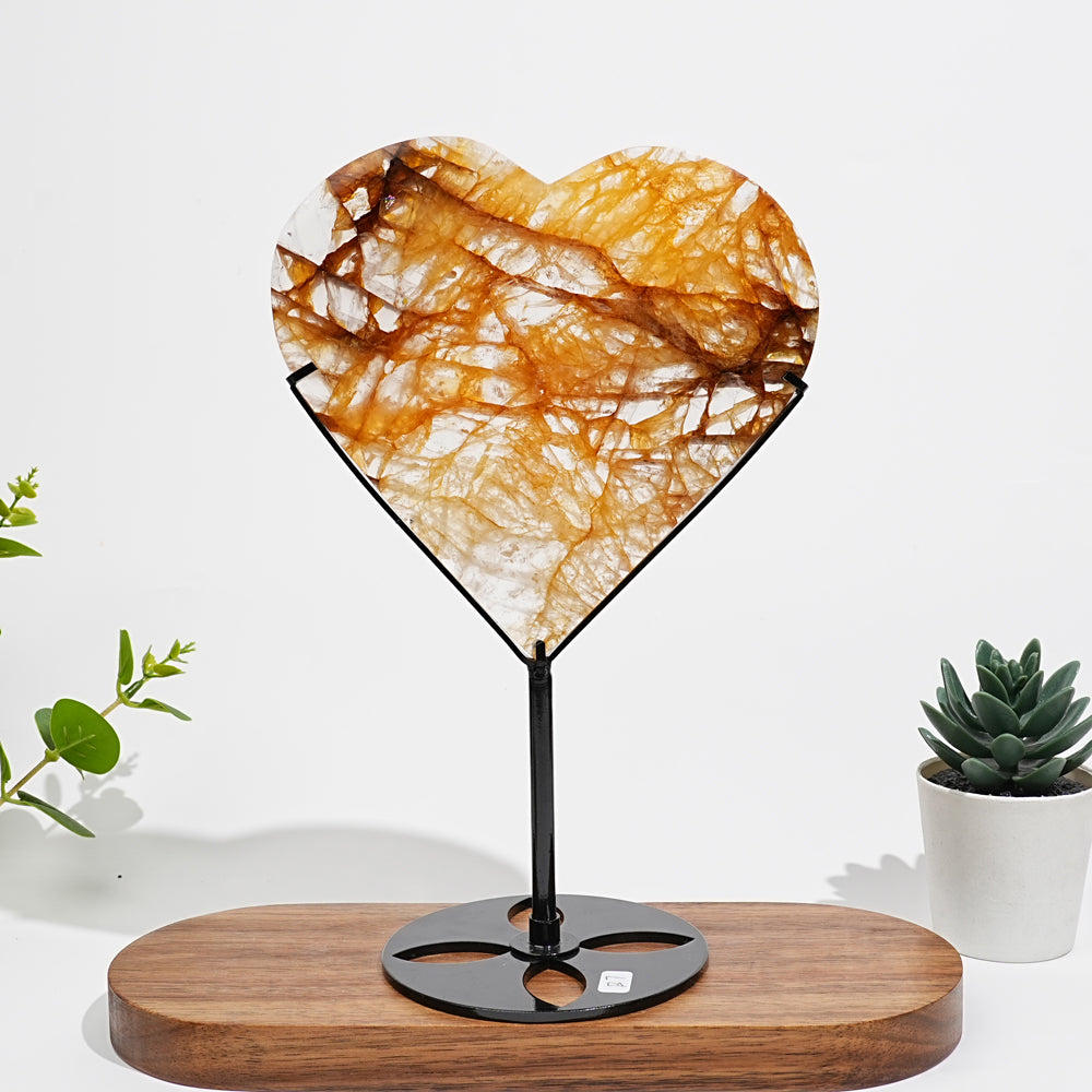 Unique,Natural Crystal Warm Golden Healer Heart