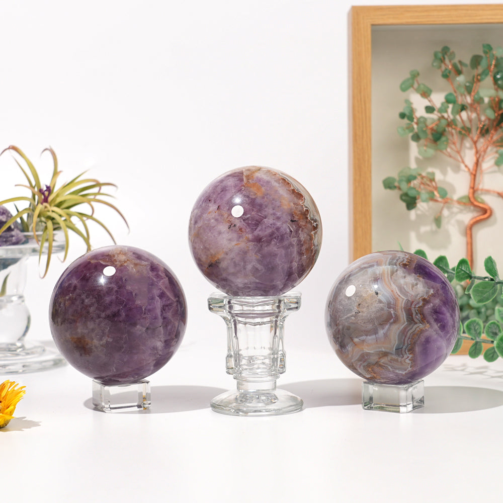 Imperfect,Natural Crystal Amethyst Agate Sphere