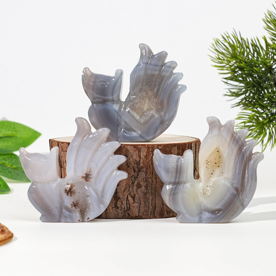 Natural Agate Geode Nine-Tailed Fox