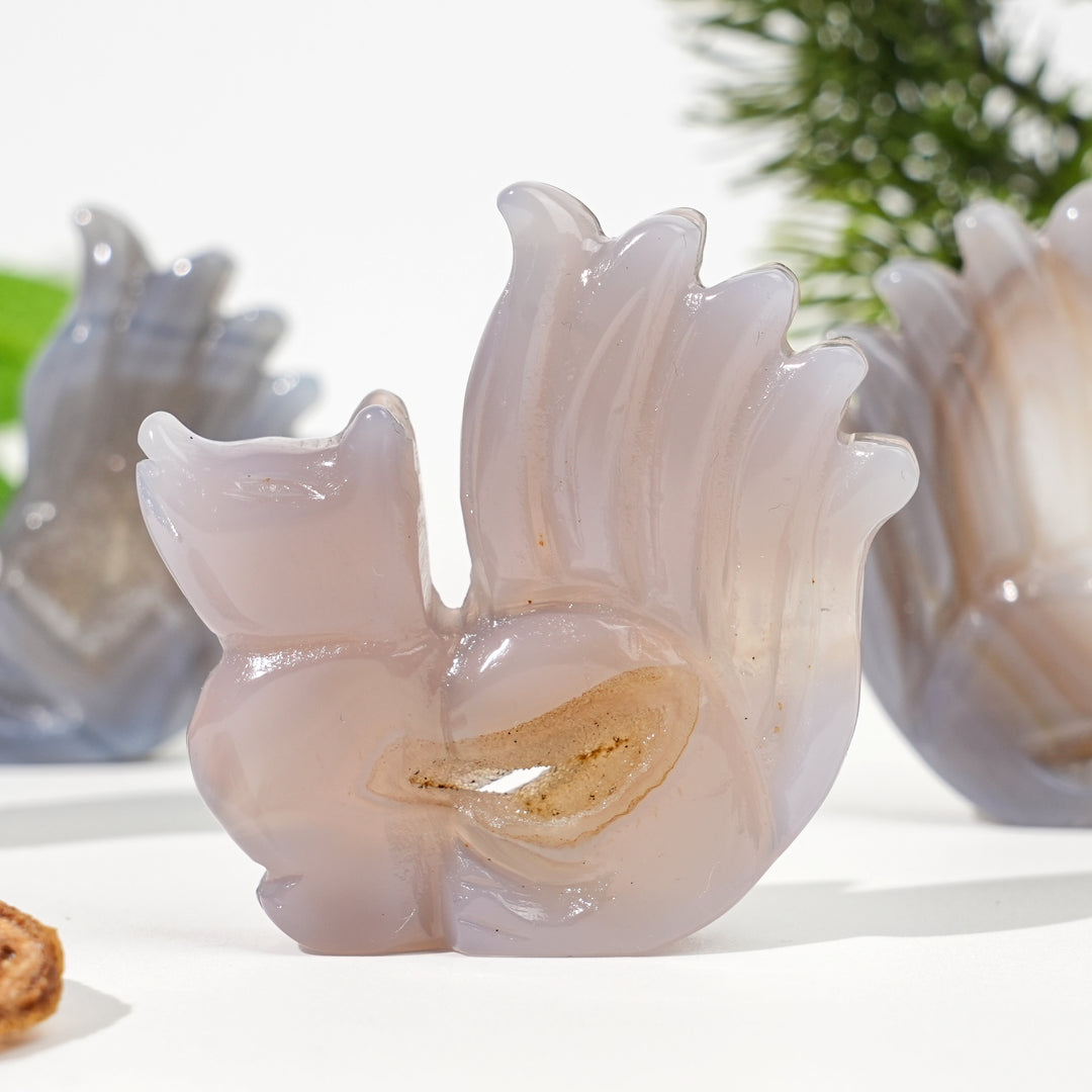 Natural Agate Geode Nine-Tailed Fox