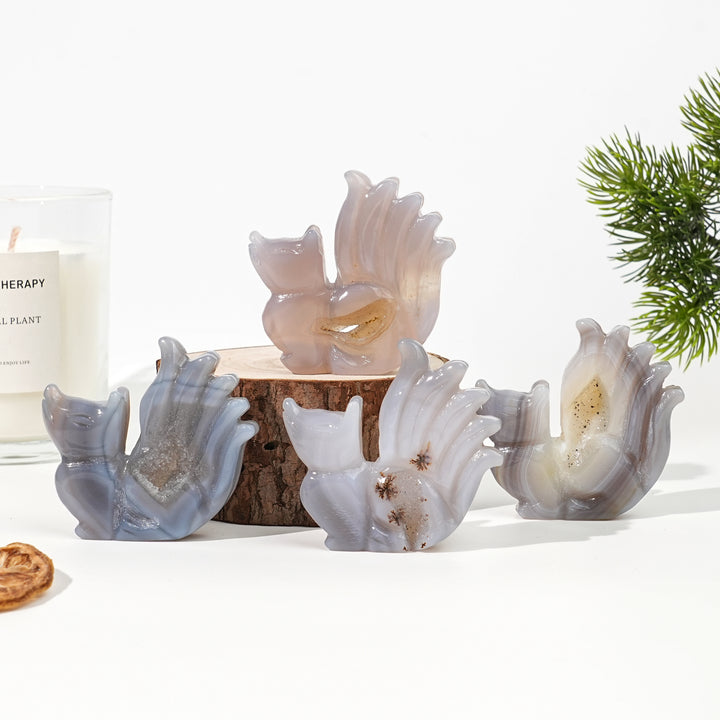 Natural Agate Geode Nine-Tailed Fox