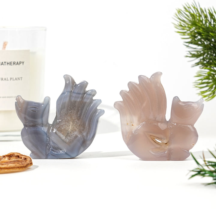 Natural Agate Geode Nine-Tailed Fox