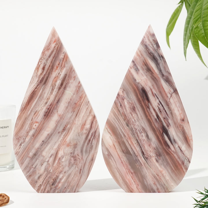 Natural Pink Thousand Layer Agate Teardrop