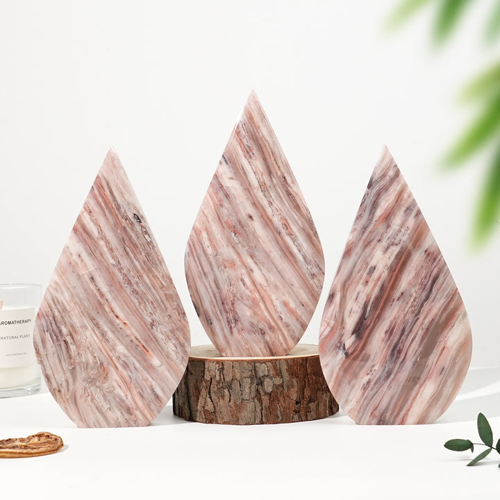 Natural Pink Thousand Layer Agate Teardrop