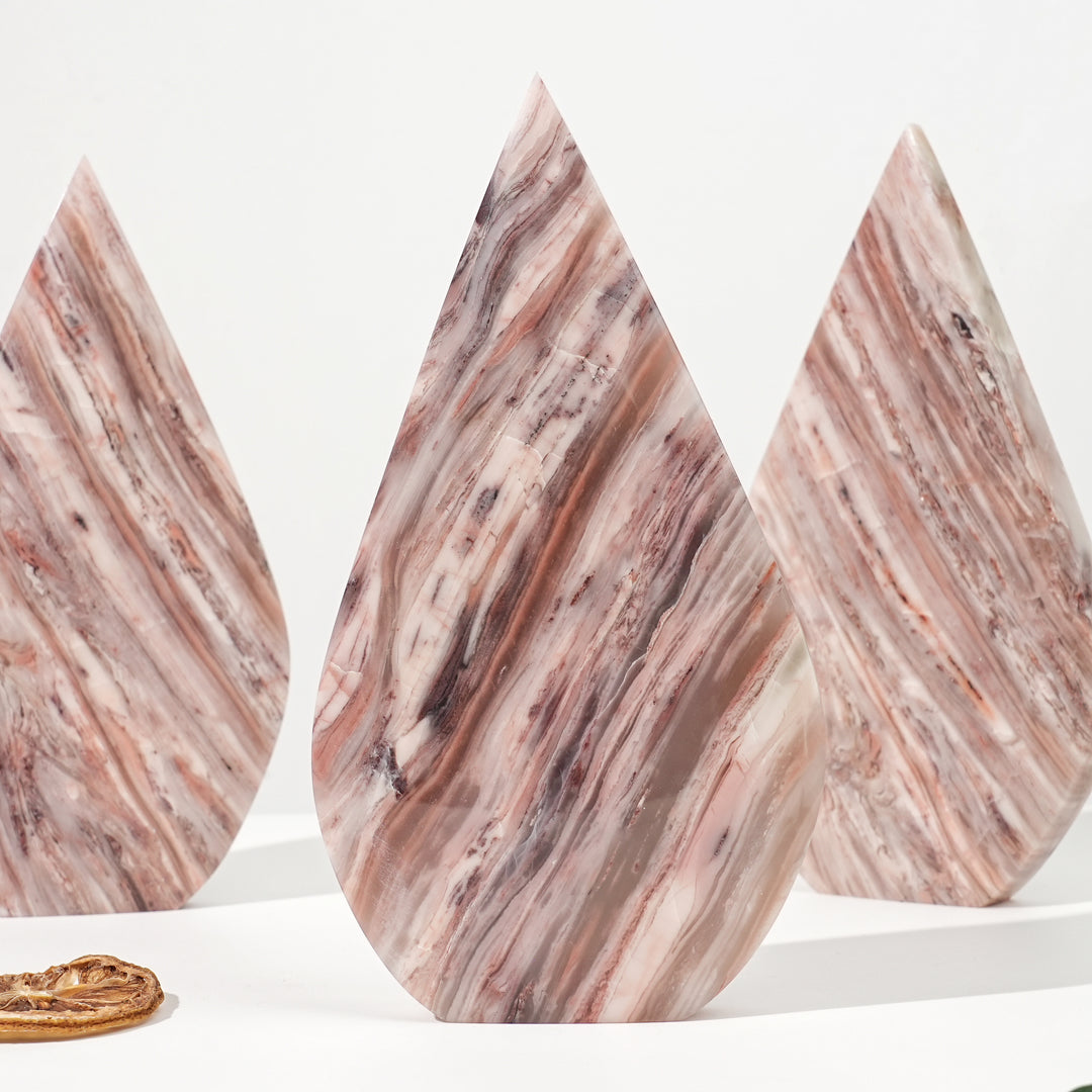 Natural Pink Thousand Layer Agate Teardrop