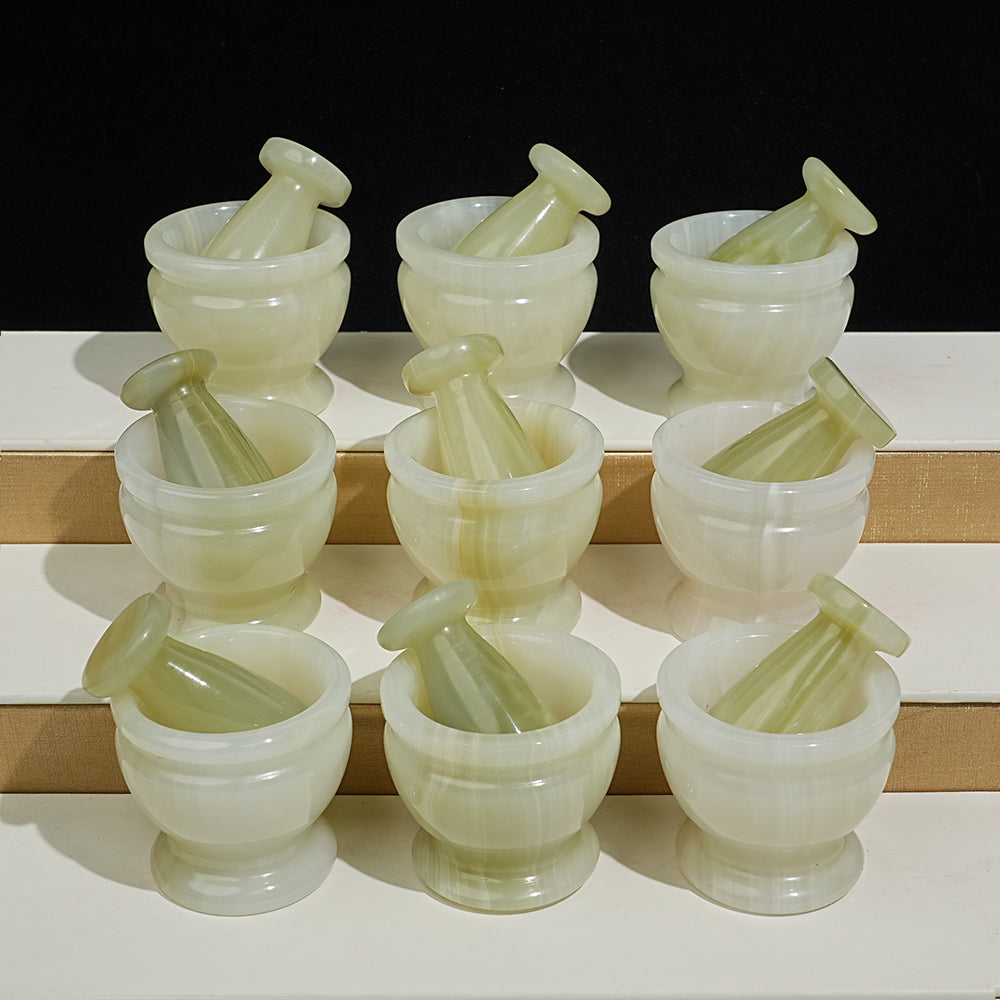 Natural Crystal Afghanistan Jade Garlic Mortar With Pestle