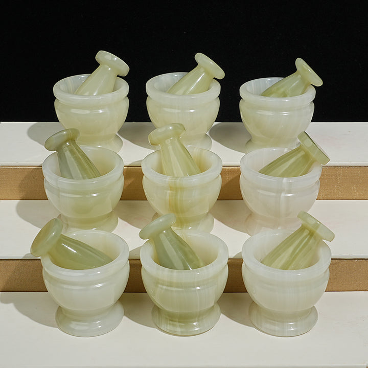 Natural Crystal Afghanistan Jade Garlic Mortar With Pestle